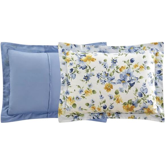 Sunham Kinsely 8 Pc Reversible Comforter Set Blue Floral Queen - Picture 4 of 7